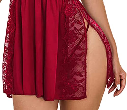 Image of FIMS - Fashion is my style Women's Satin Above The Knee Babydoll Lingerie Set Regular Nightgown