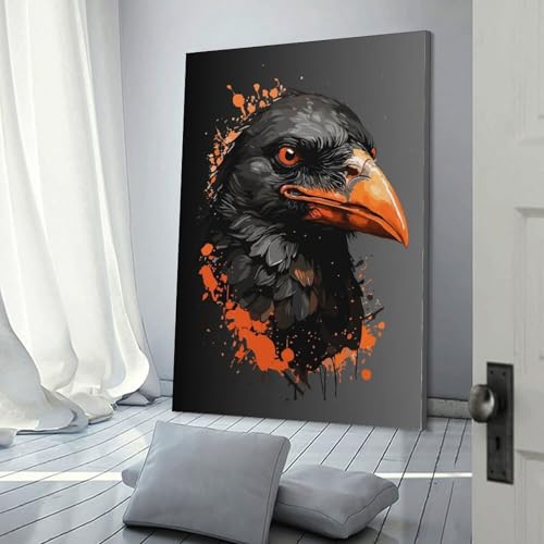 Tableaux décoration moderne corbeau POLIUAWS pour habiller un mur blanc avec élégance