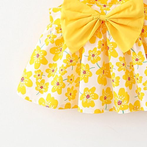 Image of Bold N Elegant Girls Cotton Sleeveless Floral Print Summer Frock Dress with Sun Hat for Preschool Girls