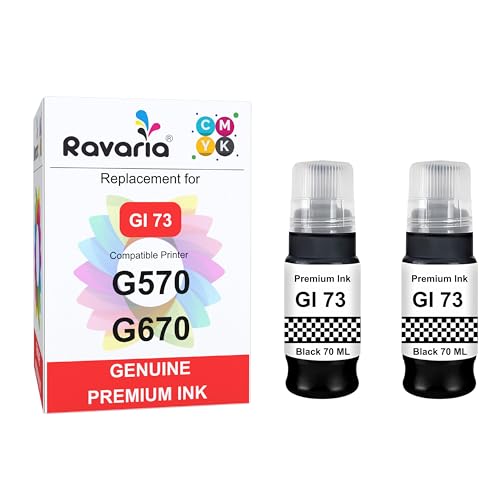 Image of GI 73 Compatible Refill Black Ink 70ml for Canon Pixma G570 / G670 Printer (GI 73 Ink Black 2 Pcs)