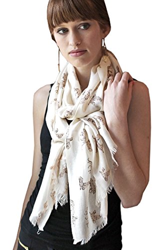 Anika Dali Women's Cheetah Animal Print Scarf (Off-White/Brown) #TOP14