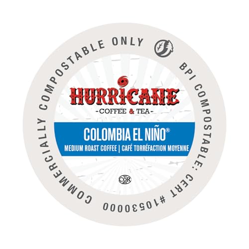 Image of Hurricane Coffee Colombia El Nino, Compostable Coffee Pods - Medium Roast, K-Cup Compatible, 80 Count