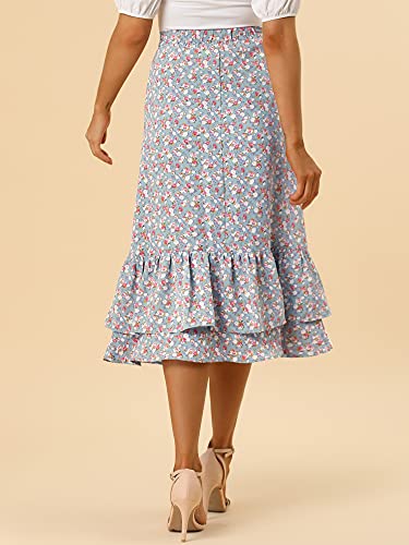 Image of Allegra K Women's Printed Skirt 2025 Weekend Trendy Summer Chiffon Ruffle Tiered Flowy Midi Skirts