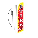 Tire Sale 15ft Feather Banner Swooper Flag Kit - INCLUDES 15FT POLE KIT w/GROUND SPIKE
