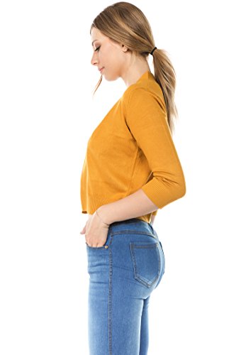 Women's Soft Solid Open Front 3/4 Sleeve Sweater Cardigan2