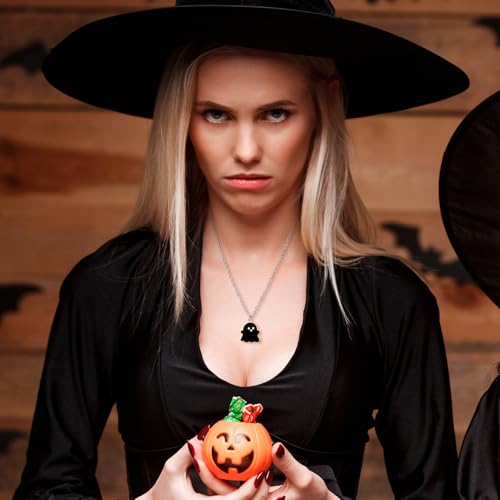 24 Pcs Halloween Ghost Pendant Necklace Party Favors Lovely Ghost Enamel Charm Necklace for Women Men Forever Friendship BFF Chokers Gift Couple Memorial Halloween Costume Decoration2