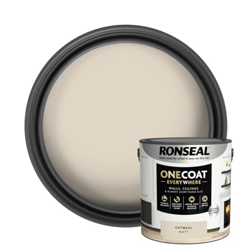 SAVING HUB Wall & Ceiling Paint - 2.5L One Coat Everywhere Matt Paints - Tough & Washable Walls Paint Matt - Quick Drying Matt Paints for Ceiling - Grease, Stain & Mould Resistant (Oatmeal)