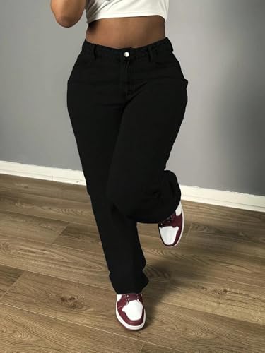 Women's Wide Leg Jeans Trendy 2025 High Waisted Stretchy Denim Pants Pull On Streetwear Vintage Hip Hop Jeans3