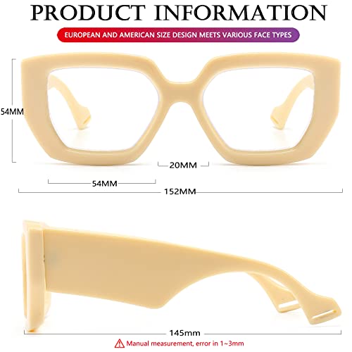 Image of AIEYEZO Thick Frame Blue Light Glasses Men Women, Fashion Square Computer Eyeglass Anti Eyestrain & Prevent Headache