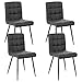 Lestarain Lot de 4 Chaises de Salle à Manger Rétro Chaises de Cuisine Chaises de Salon Rembourrée en Velours,Pieds en métal,Chaises avec Dossier Gris Foncé