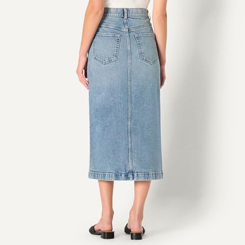 Image of Amazon Essentials Women's Regular-Fit High-Rise Long Jean Skirt with Slight A-line Silhouette, 5 Pocket Styling
