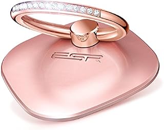 ESR Phone Ring Stand with Bling Crystals, 360° Rotation Ring Holder Finger Grip [Washable] [Removable] Universal Zinc Alloy Kickstand for iPhone 7 7 Plus 6s Galaxy S8 S7 Edge- Rose Gold