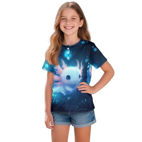 Girls Henley Shirt Short Sleeves Soft Top for Girls Polo Shirt Without Collar for Travel School Outdoor Park