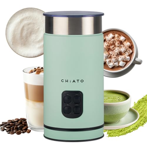 CHiATO milkPLAY Milchaufschäumer Elektrisch & Milchschäumer - 4- in-1 Milk Frother Milchkocher & Milchwärmer für Cold Foam Matcha Kakao & Latte Macchiato (Green)