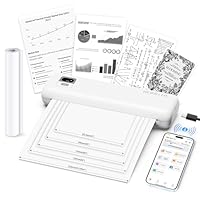 Rongta Portable Printer Wireless for Travel, F82 Bluetooth Inkless Thermal Printers for A4 Size 210x297mm, Compatible with Android iOS Phone Mac Windows Laptop for Office & Home (White)