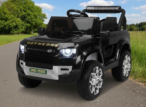 Image of Kids Defender 4X4 Heavy Duty 12V Electric Ride On for Kids with Remote Control 1-7Yrs Car Battery Operated Ride On (Metallic Black)