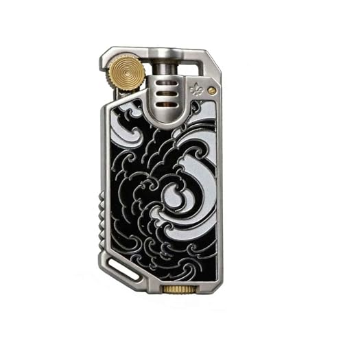 Mechero de queroseno de metal vintage, encendido de brazo basculante antiguo, encendedor portátil clásico de llama suave para hombres, combustible no incluido