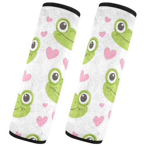 Seat Belt Covers 2 Pack Cartoon Frog Face Hearts Car Seat Strap Covers Super Soft Cute Car Seat Neck Cover for Boys Girls Adults Babies M