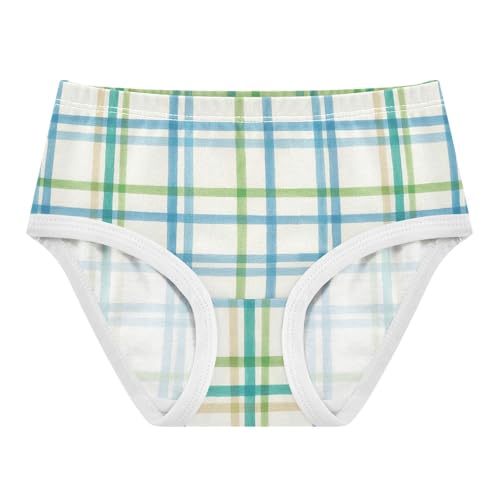Joisal Cotton Girls Underwear Toddler Light Plaid Blue Green White Girl Panties Cute Animals Kids Undies Briefs 2t