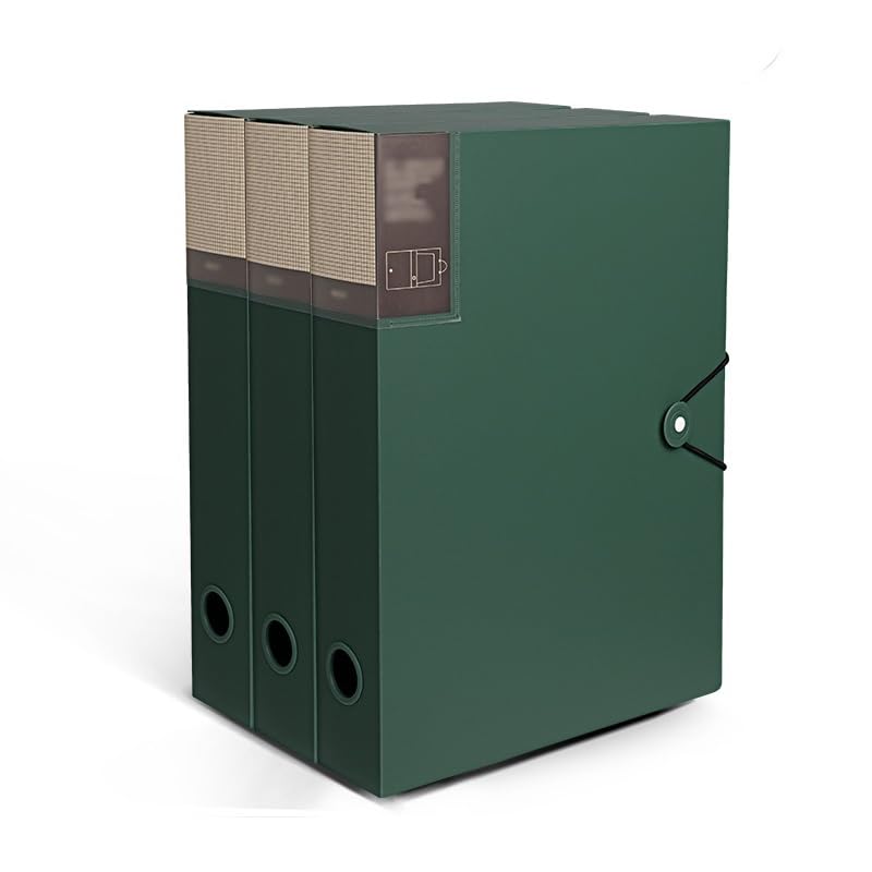 Ordner-Organizer 3-teilige verdickte Aktenbox, große Kapazität, A4-Ordner mit Seilschnalle, Informationsdatei-Organizer for Büro, Schule, Krankenhaus(Green)