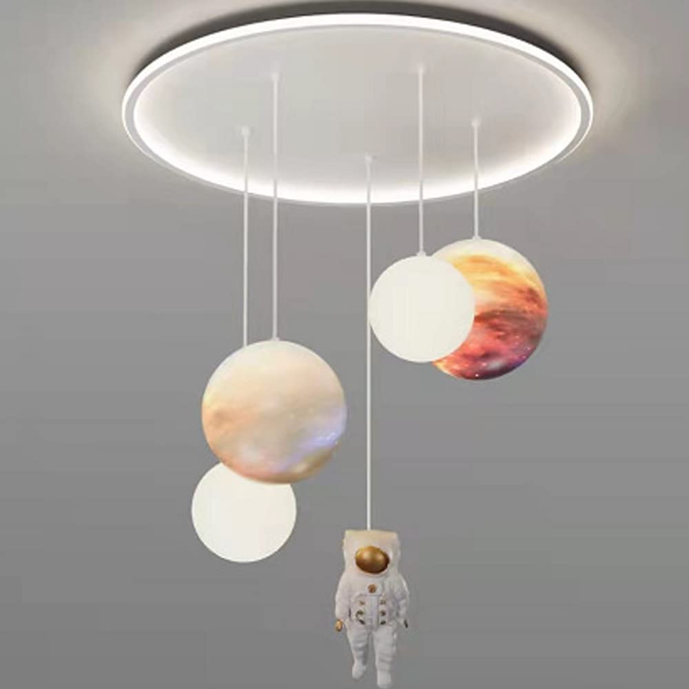 Suspension LED chambre enfant avec planète et astronaute pour luminaire de plafond