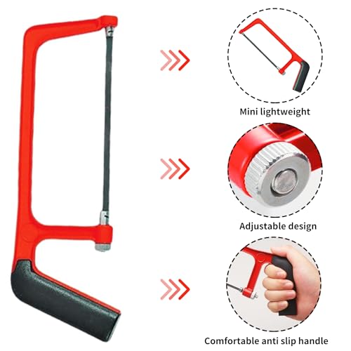 Hacksaw, Mini Hacksaw Set with 10 Blades, Professional Junior Hack Saw for Metal, PVC, Plastic, Wood Cutting, Small Hand Saw with Adjustable Frame, Heavy Duty Compact Hacksaws Tool for Repair(Red) 4 Hacksaw, Mini Hacksaw Set with 10 Blades, Professional Junior Hack Saw for Metal, PVC, Plastic, Wood Cutting, Small Hand Saw with Adjustable Frame, Heavy Duty Compact Hacksaws Tool for Repair(Red) - Image 4