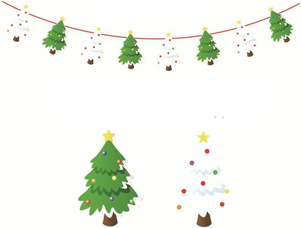 2pc 3 M Garland Christmas Banners Santa Claus Banner Snowman Flag Xmas Trees Banners Decor (Color : D Size : 3 m) (F 3 m)