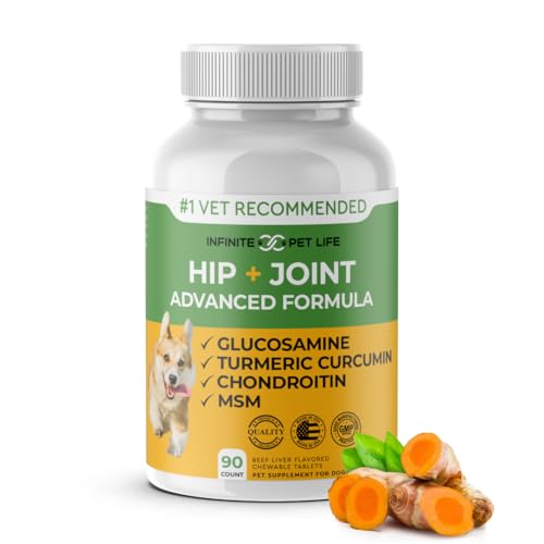 Advanced Hip and Joint Supplement for Dogs Large Breed – Glucosamine for Dogs Mobility & Pain Relief – All Natural Chondroitin, MSM & Turmeric Dog Joint Supplement – 90 Dog Calming Chews Tablets Advanced Hip and Joint Supplement for Dogs Large Breed – Glucosamine for Dogs Mobility & Pain Relief – All Natural Chondroitin, MSM & Turmeric Dog Joint Supplement – 90 Dog Calming Chews Tablets