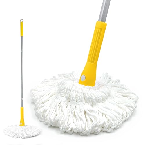 JEHONN 乾湿両用モップ 絞り器付き, 長さ146 cm モップヘッド2個 回転モッ プ手を汚さない 収納便利, モップ フローリング は硬木タイルの大理石家庭のオフィスキッチンを清潔にするために使用されている