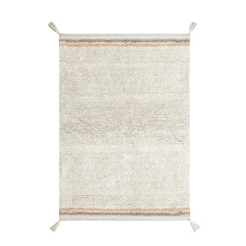 Lorena Canals | Bloom Alfombra lavable en color natural. Para dormitorios, salas de estar, entradas, hecha a mano en algodón. Tamaño: 3' x 4' 3'
