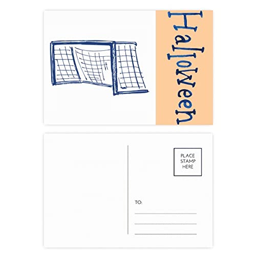 Cartes postales d'Halloween motif filet de football bleu pour invitations