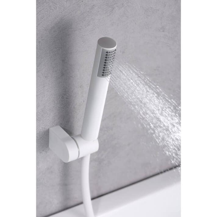 IMEX - Conjunto de ducha empotrada pared con rociador y mango de ducha - Griferia ducha de baño de 2-Vías Serie MILOS STICK GPMS045/BL Blanco Mate