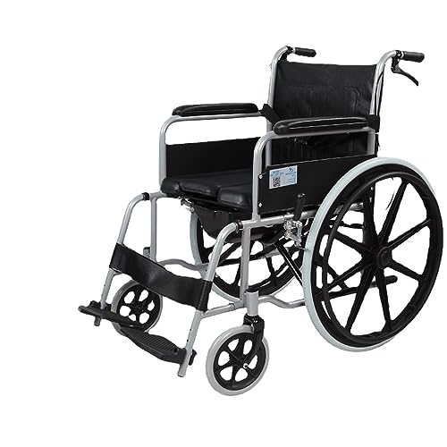 車椅子高齢者シート折りたたみ軽量多機能手押しスクーター障害者車椅子アルミ合金 (03(スチール便器モデル)+24インチソリッドタイヤ+PUホイール)