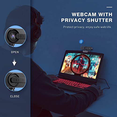 Doraby HD-Webcam mit Mikrofon 1920 x 1080p, Dual-Mikrofon-Webkamera mit Abdeckung, 80°-Weitwinkelobjektiv, Autofokus, Facecam für PC/Mac/Laptop/Skype/FaceTime/Zoom, Home Office/Online-Kurs – Bild 7