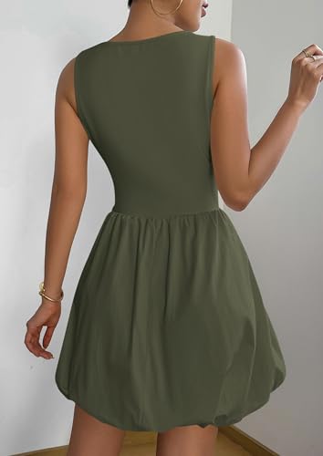 Image of PRETTYGARDEN Summer Dresses for Women 2026 Casual Mini Short Cocktail Dress Sleeveless Tank Crew Neck Bubble Sundress Pockets