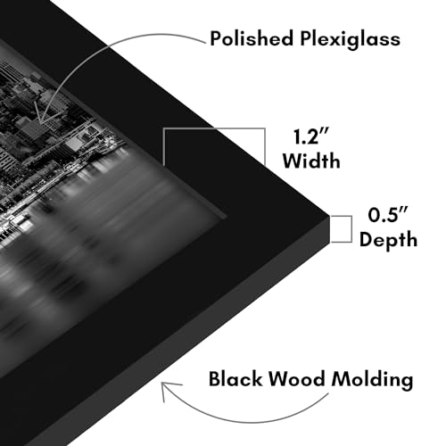 Americanflat 13x36 Picture Frame with Polished Plexiglass - Black Picture Frame - Wide Photo Frames Made of Engineered Wood for Vertical or Horizontal Wall Display - Epic Collection - Black