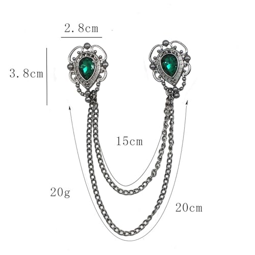 Image of Antique Collar Clips Brooches Lapel Pins for Women Girls Unisex Vintage Elegant Enameled Flower Imitation Pearl Blue Rhinestone Layered Tassel Chain Drop Dangling Necktie Tie Shawl Scarf Dress Accessories Jewelry Christmas Birthday