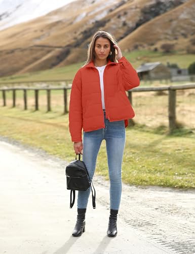 Huaqiao Womens Quilted Puffer Jacket in Orange Red – Lightweight, Stylish, and Oh-So Comfy for Winter Adventures! - Image 2