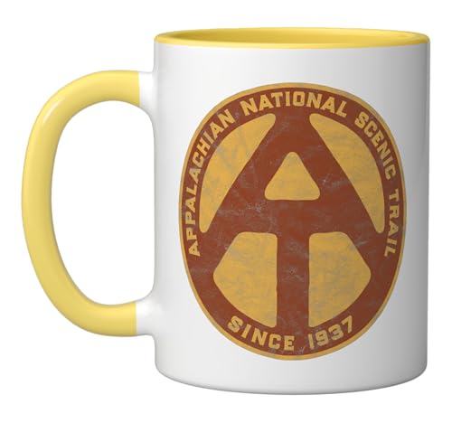 Appalachian Trail Marker Retro National Scenic Trail Ceramic Mug, Yellow/White