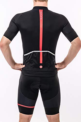 SUNDRIED Mens Short Sleeve Cycling Jersey Road Bike Cycling Top Mountainbike-Hemd (schwarz, XS)