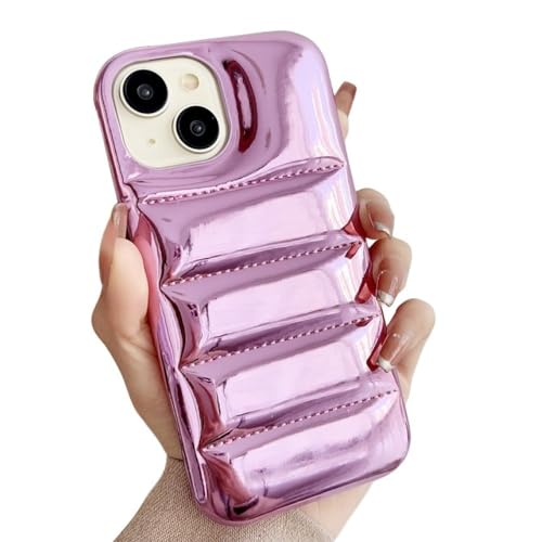 Étui de téléphone doudoune iPhone 14 violet cuir protection