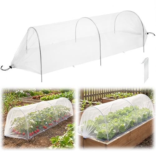 warmfarm 4ft Garden Row Accelerator Plants Cover Pop Up Garden Bed Tunnel Net with 6 Stakes Ready-to-Use Design Garden Beds Vegetable Rows Plant Protector for Protecting Vegetable Fruit