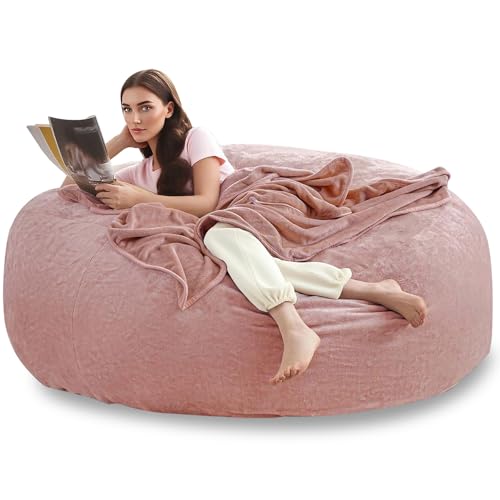 Image of Jumbo Bean Bag Chair for Adults，6FT，Bean Bags with Filler Included，Memory Foam Chair，Removable and Washable Flannel Cover, Suitable for Living Room, Bedroom and Dormitory. (Pink, 6 Foot)