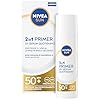 NIVEA SUN 2in1 Primer UV Serum Quotidiano SPF50+ 30 ml, Siero SPF 50+ viso per una pelle protetta e levigata, Protezione solare viso dal finish invisibile ideale come base per il make up