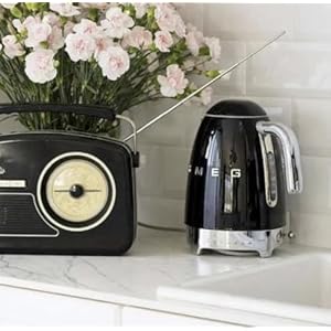 Smeg 50s retro 7 cup stainless steel variable temperature electric kettle with 7 temperature settings led display swivel base and keep warm function black klf04blus  urban country home decor