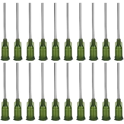 Shintop Dispensing Needle, 1.5 Inch 14G Blunt Tip Syringe Needles with Luer Lock for Refilling Liquid, Inks and Syringes (Pack of 100, Olive Green) Cover