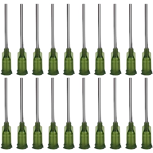 Shintop Dispensing Needle, 1.5 Inch 14G Blunt Tip Syringe Needles with Luer Lock for Refilling Liquid, Inks and Syringes (Pack of 100, Olive Green)