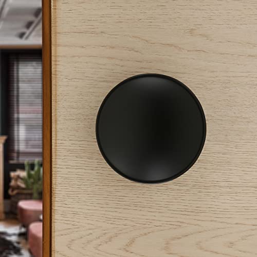 Image of LAPO Premium Zinc Pull Push Handle, 4 Inch Modern Round Shape Door Handle for Home & Office Entrance, Compatible with Wooden & Glass Doors, DIY Installation Black Finish- Pack of 1
