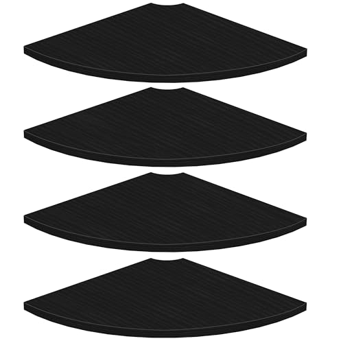 Homode Corner Shelf Wall Mount, 4 Tier Rounded Corner Floating Shelves, 12 Inch Deep Hanging Corner Shelf Storage, Wood Corner Wall Shelving for Living Room Bedroom Bathroom Kitchen, Black