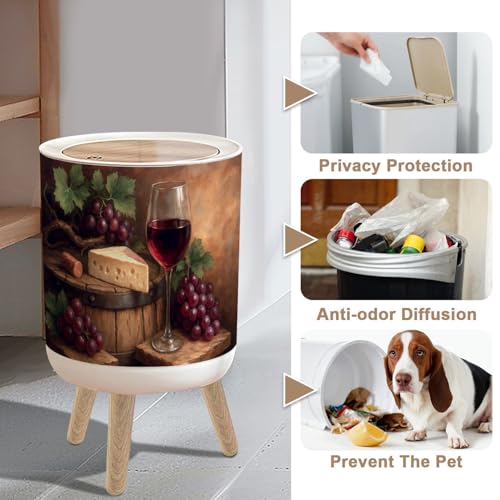 Caneca de basura con tapa y patas de madera 7 L miniatura 4